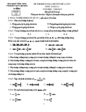 Đề thi kiểm tra chuyên đề lần IV môn Toán Lớp 11 - Mã đề 103 - Năm học 2018-2019 - Trường THPT Liên Sơn